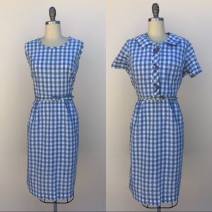 Vintage 1950s Dress, vintage gingham three piece